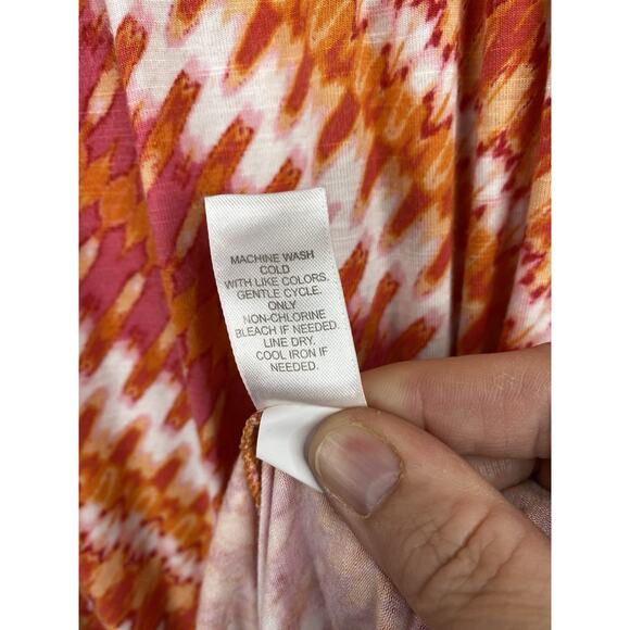 J Jill Maxi Dress Womens XL Faux Wrap Orange Colorful Boho Sleeveless Knit - Picture 7 of 10